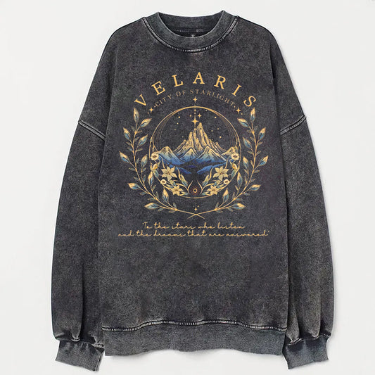 Velaris City Of Starlight Two-Sided Acid Wash Sweatshirt