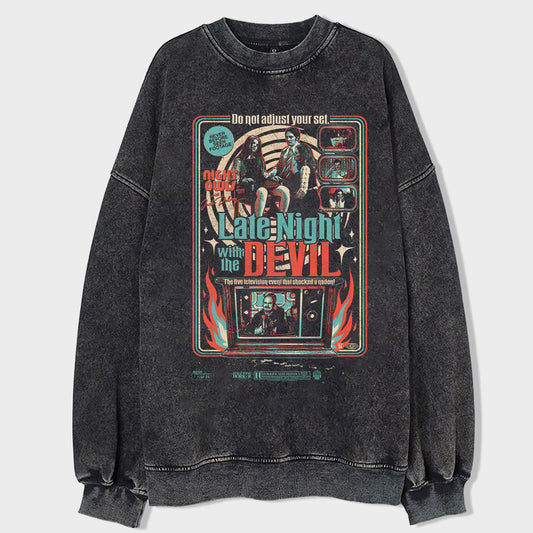 Devil's Live Night Acid Wash Sweatshirt