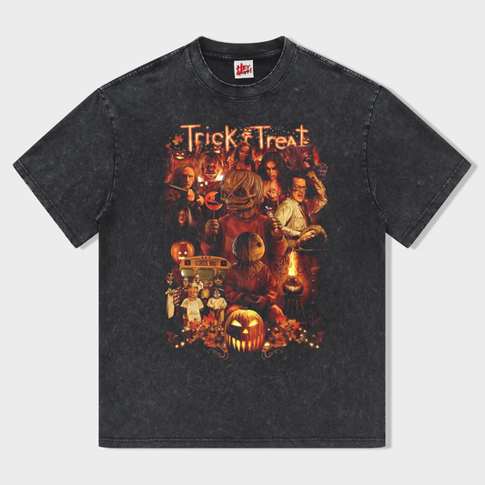 Trick or Treat Horror Movie Night Washed T-Shirt