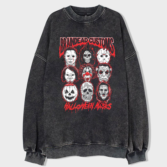 Ghost Mask Collection Acid Wash Sweatshirt