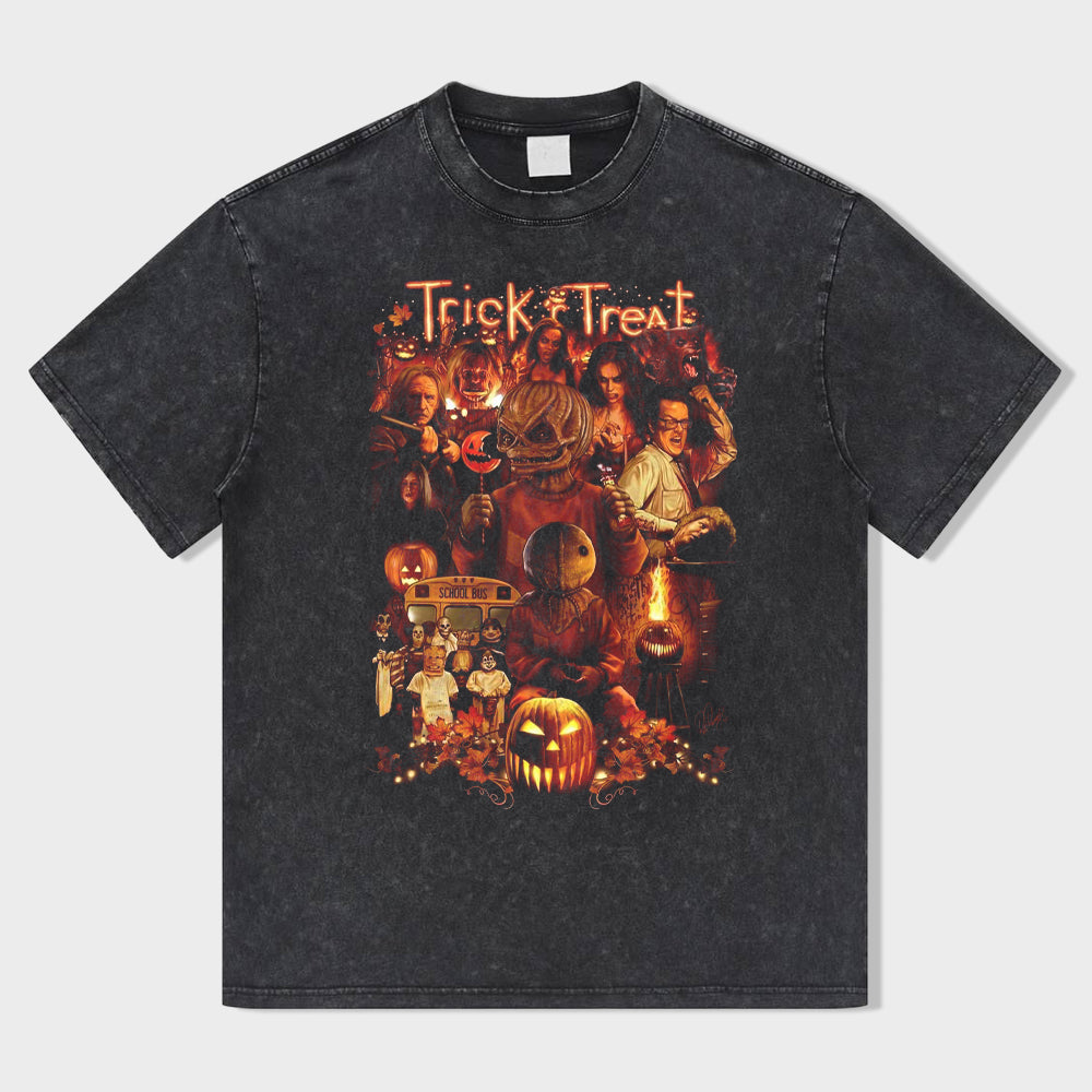 Trick or Treat Horror Movie Night Washed T-Shirt