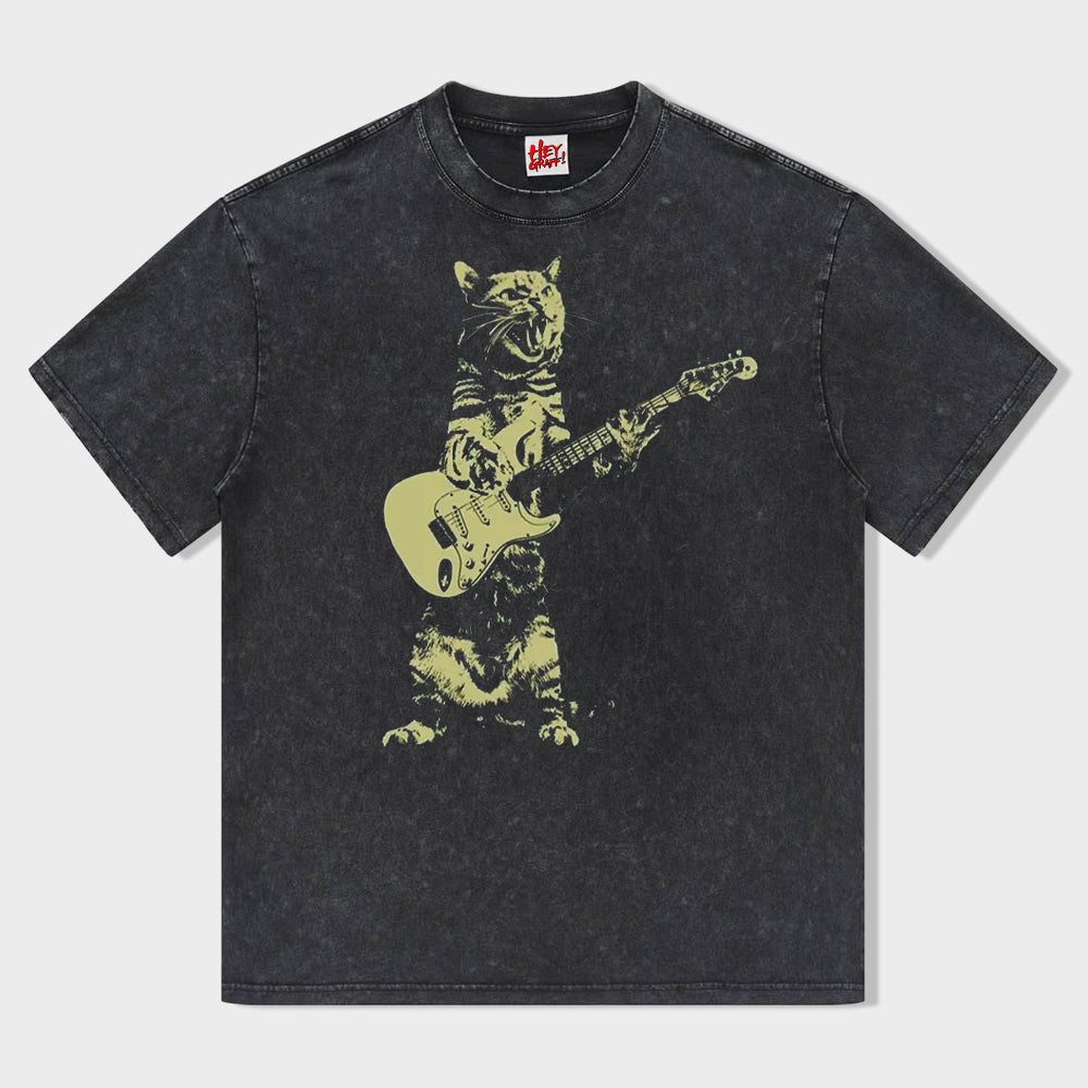 Cat playing guitar T-shirt