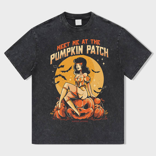 Fall Pumpkin Fetish Acid Wash T-Shirt