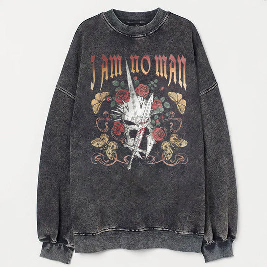 Fantasy I Am No Man Acid Wash Sweatshirt