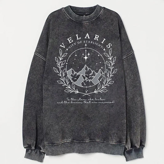 Velaris City Of Starlight Two-Sided Acid Wash Sweatshirt