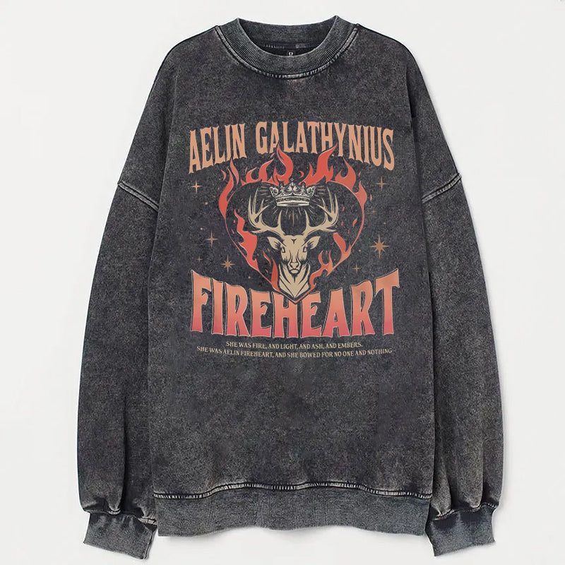 Aelin Galathynius Fireheart Acid Wash Sweatshirt