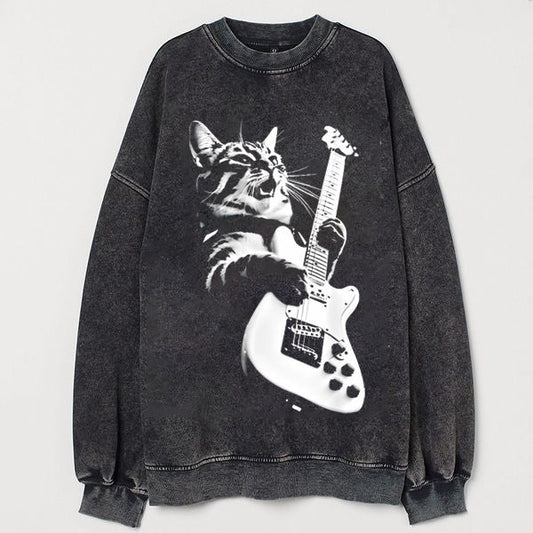 Cool Cat Is Playing The Guitar  Sweatshirt