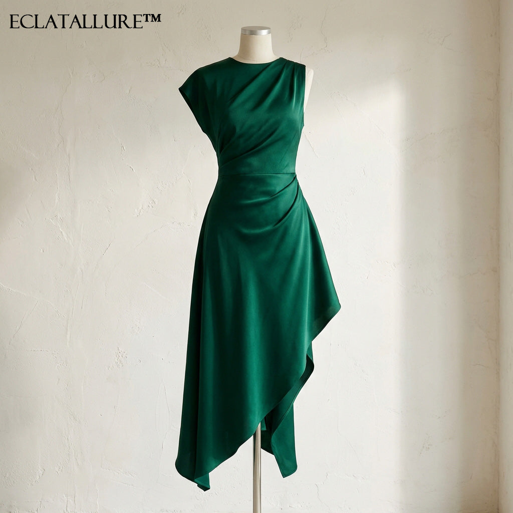 Eclatallure™ | Verdant Flow Asymmetric Dress